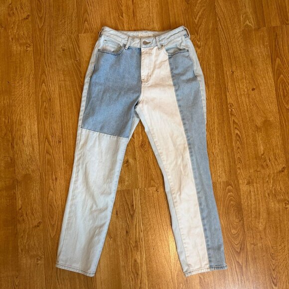 Pacsun Y2K Two-Tone Patchwork Mom Jeans Size 27 Denim Sustainable 90s Vintage - Picture 1 of 9